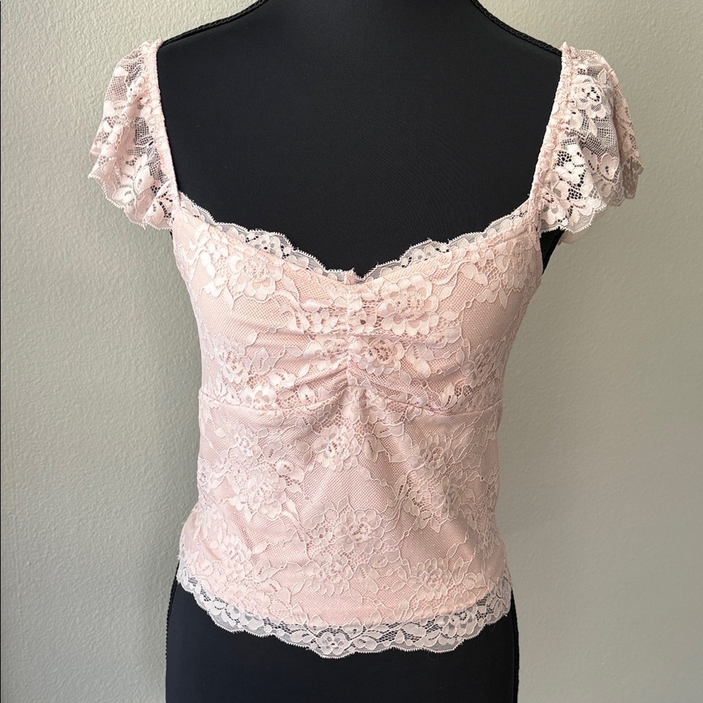 bp Blush pink Lace Cap Sleeve Camisole